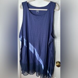 L.O.G.G. Navy Sleeveless Lace Hem Tank Top